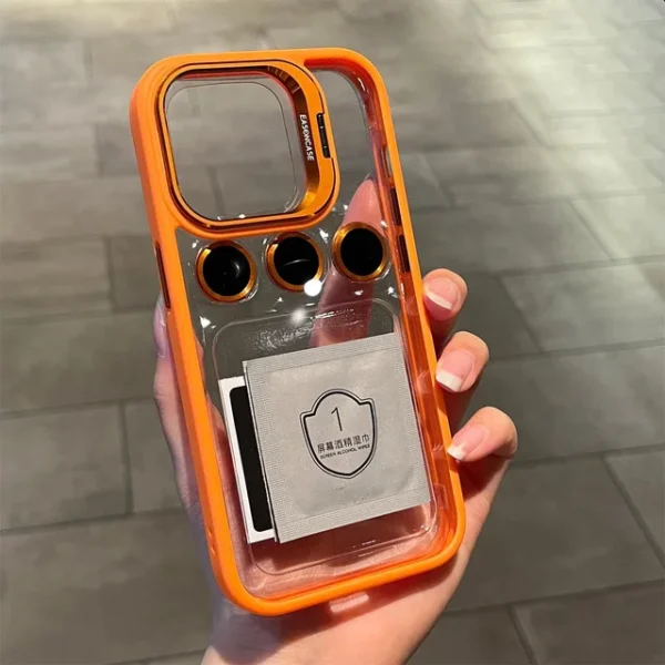 Lens Metal Ring Protector Stand Phone Case For IPhone Camera Glass Lens