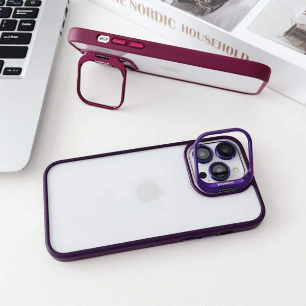 Lens Metal Ring Protector Stand Phone Case For IPhone Camera Glass Lens - Image 11
