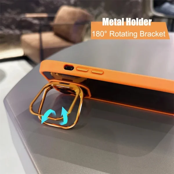 Lens Metal Ring Protector Stand Phone Case For IPhone Camera Glass Lens - Image 5