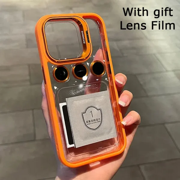 Lens Metal Ring Protector Stand Phone Case For IPhone Camera Glass Lens - Image 2