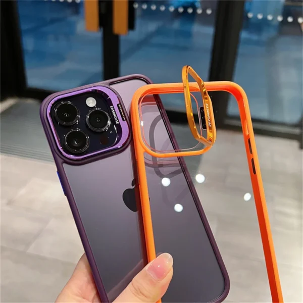 Lens Metal Ring Protector Stand Phone Case For IPhone Camera Glass Lens - Image 9