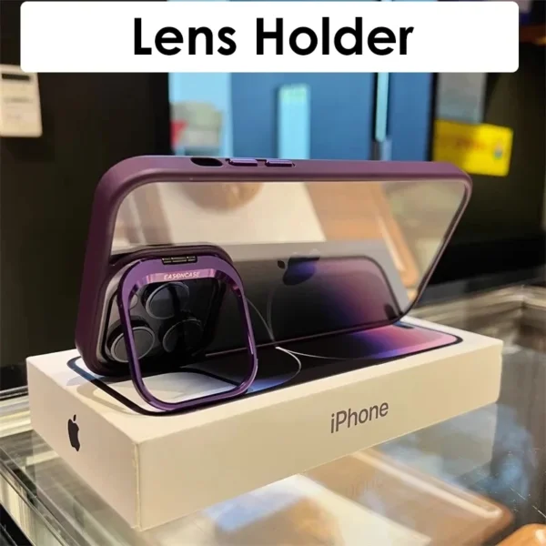 Lens Metal Ring Protector Stand Phone Case For IPhone Camera Glass Lens - Image 3